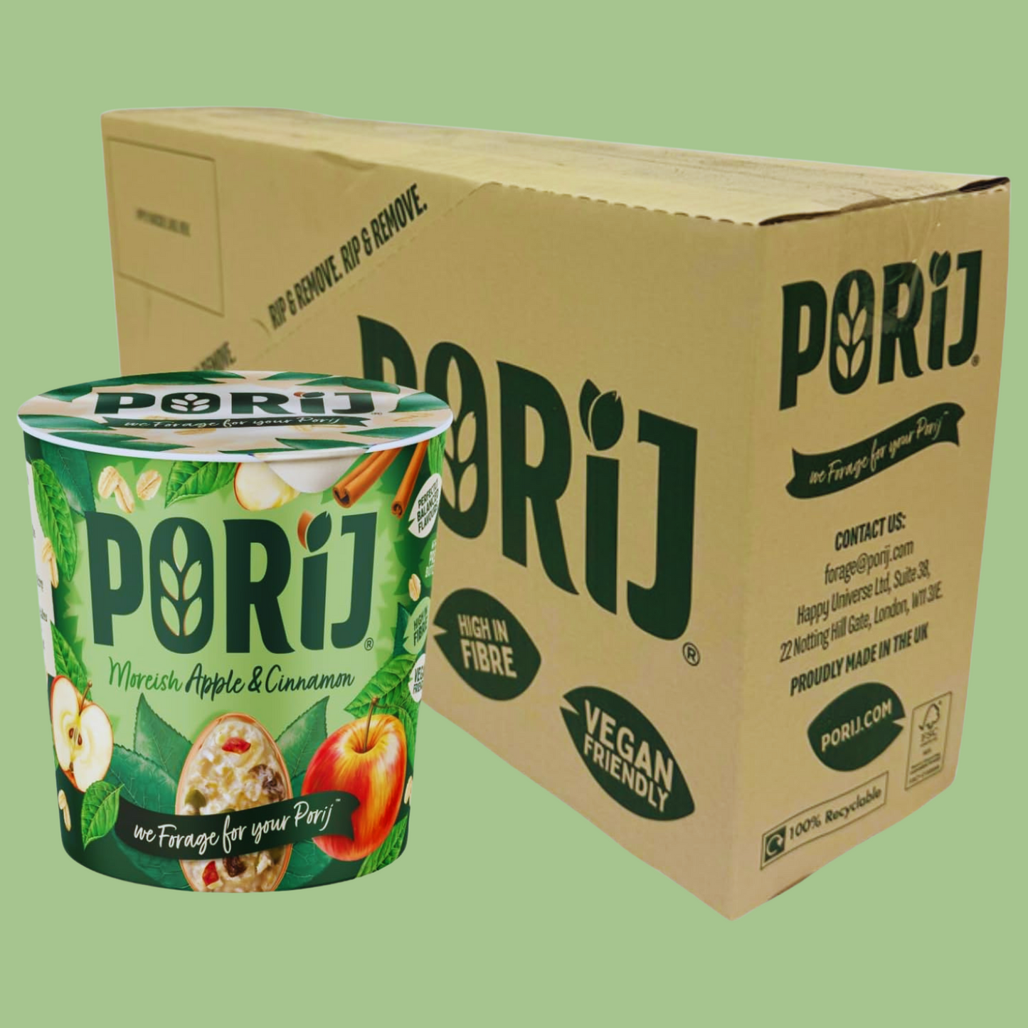 PORiJ | Instant Porridge Pots | Apple & Cinnamon Flavour | Wholesale