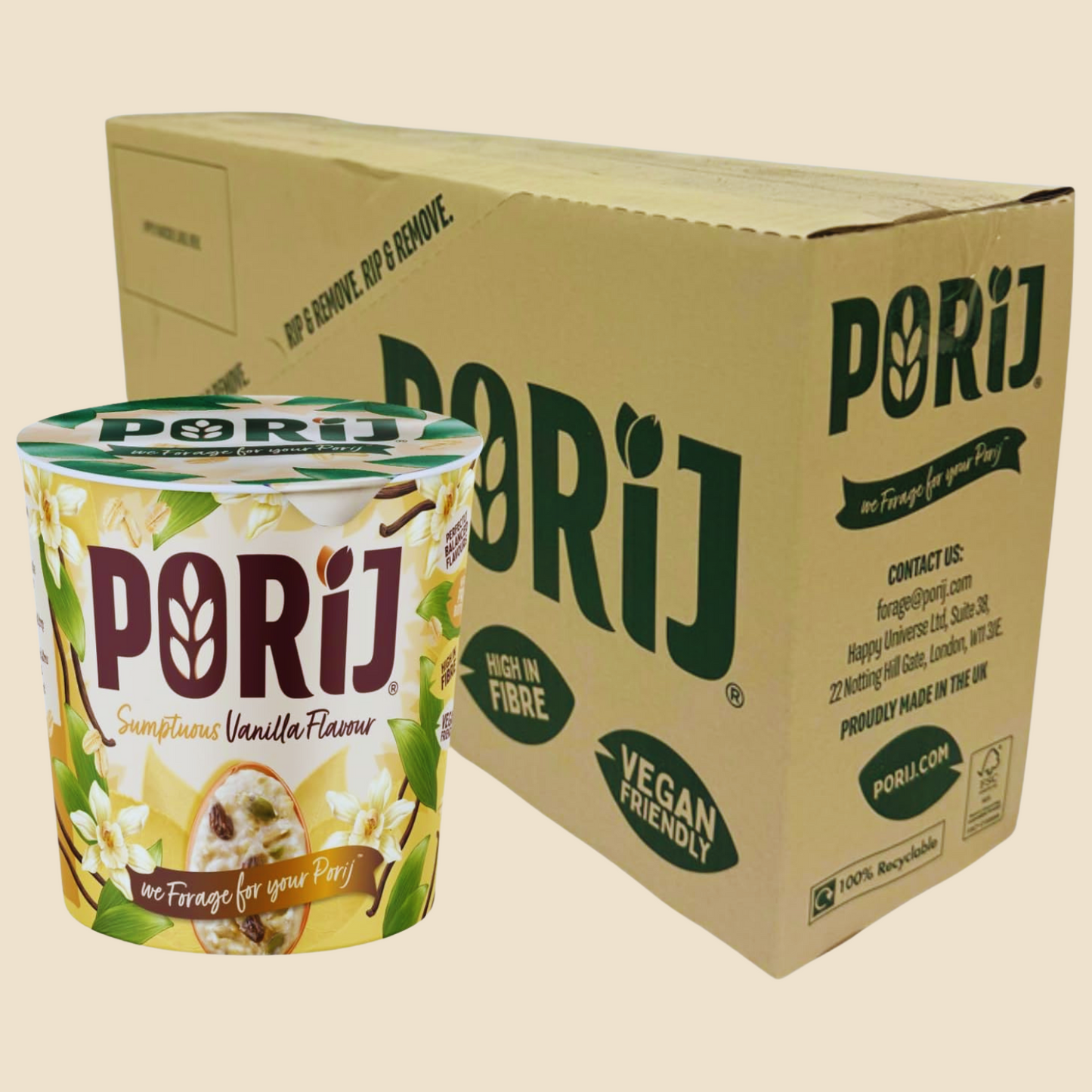 PORiJ | Instant Porridge Pots | Vanilla Flavour | Wholesale
