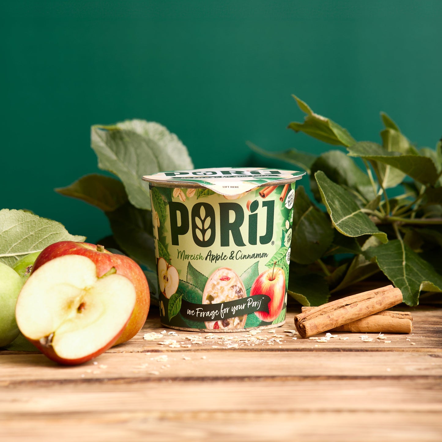 PORiJ | Instant Porridge Pots pack of 8 x 60g | Moreish Apple & Cinnamon | Ready to Eat in Minutes