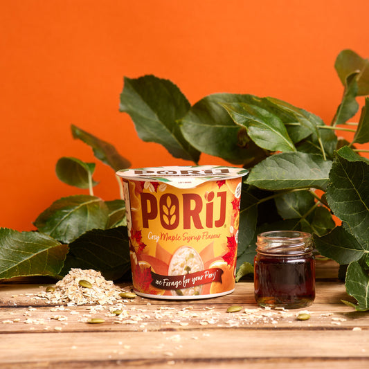 PORiJ | Instant Porridge Pots pack of 8 x 60g | Maple Syrup Flavour | Ready to Eat in Minutes