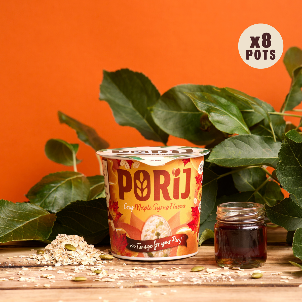 8 x Maple Syrup Flavour instant Porridge Pots