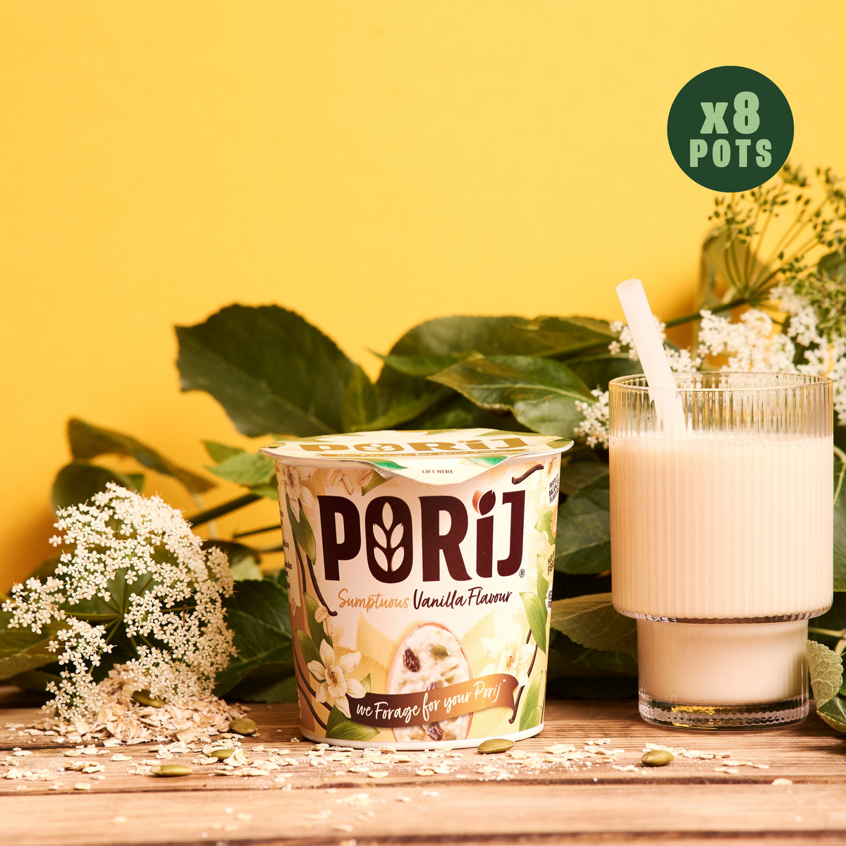 8 x Sumptuous Vanilla Flavour instant Porridge Pots