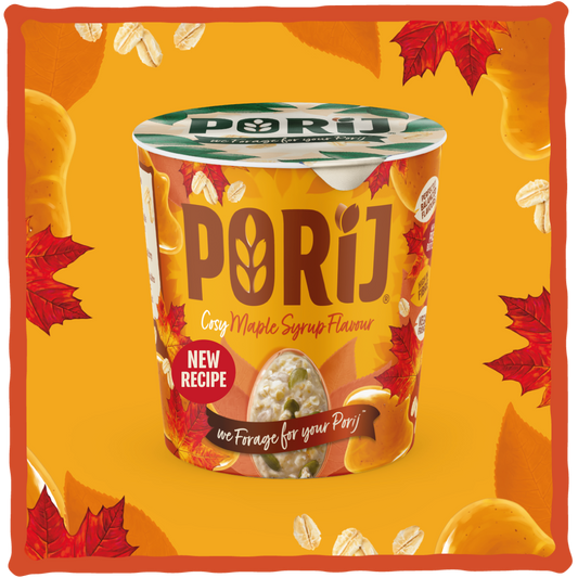 PORiJ | Instant Porridge Pots pack of 8 x 60g | Maple Syrup Flavour | Ready to Eat in Minutes