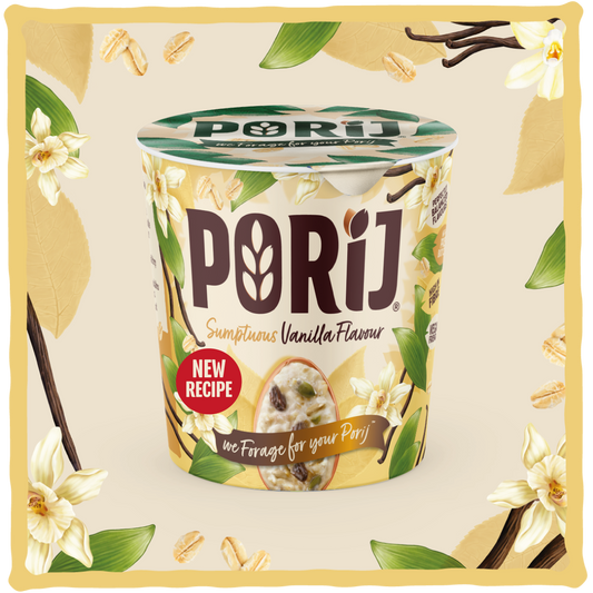 PORiJ | Instant Porridge Pots pack of 8 x 60g | Sumptuous Vanilla Flavour | Ready to Eat in Minutes